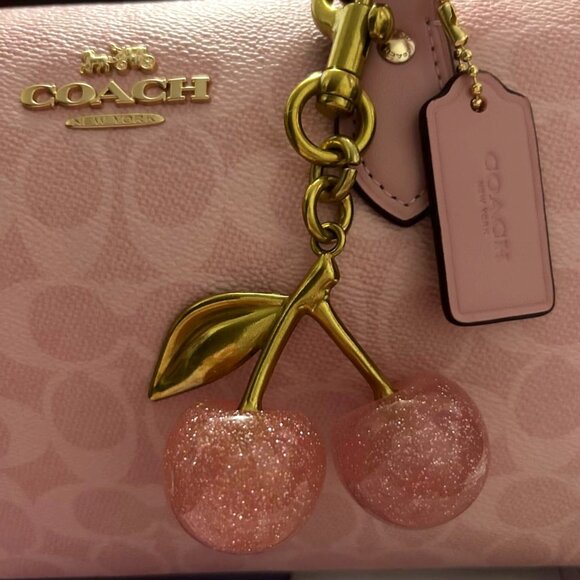 Cherry Pink Keychain Sparkle Bag Charm - Picture 3 of 5